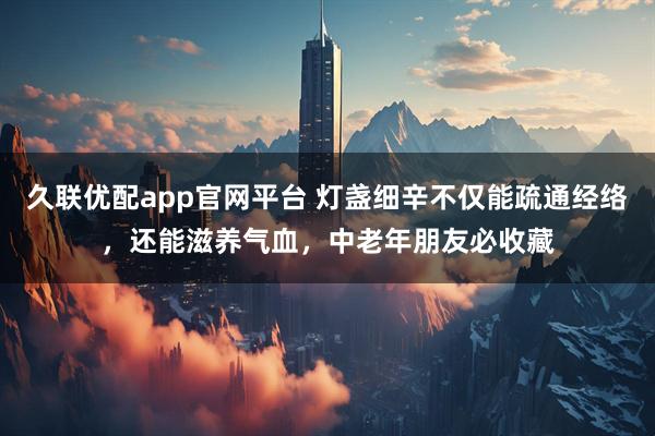 久联优配app官网平台 灯盏细辛不仅能疏通经络，还能滋养气血，中老年朋友必收藏